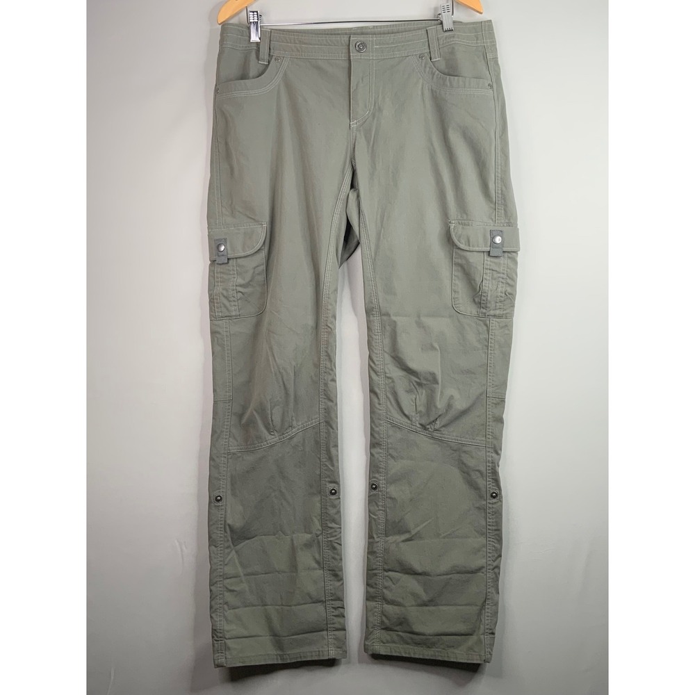Kuhl Renegade Cargo Pants Womens Hiking Outdoor Khaki Olive Green Snap Utility